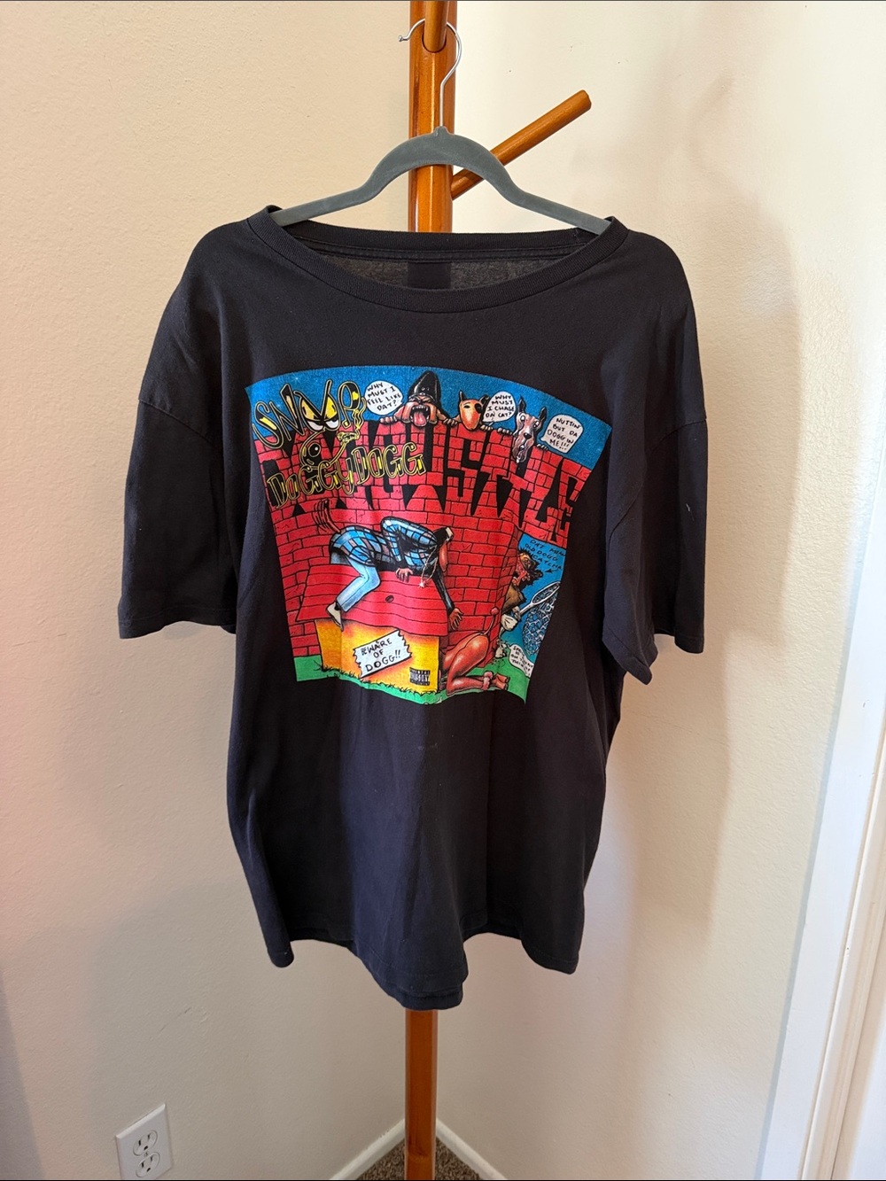 Black Graphic Short Sleeve Tee with Colorful Comic Print